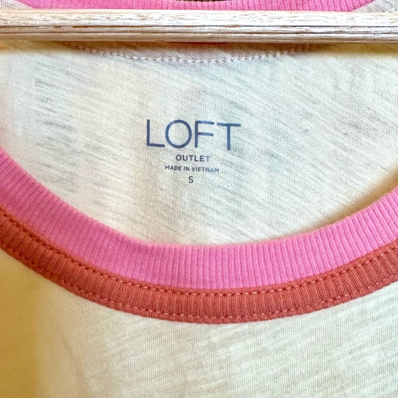 ANN TAYLOR LOFT Outlet Sleeveless Ringer Tee in Yellow Pink Orange Sherbet — S - Picture 2 of 5